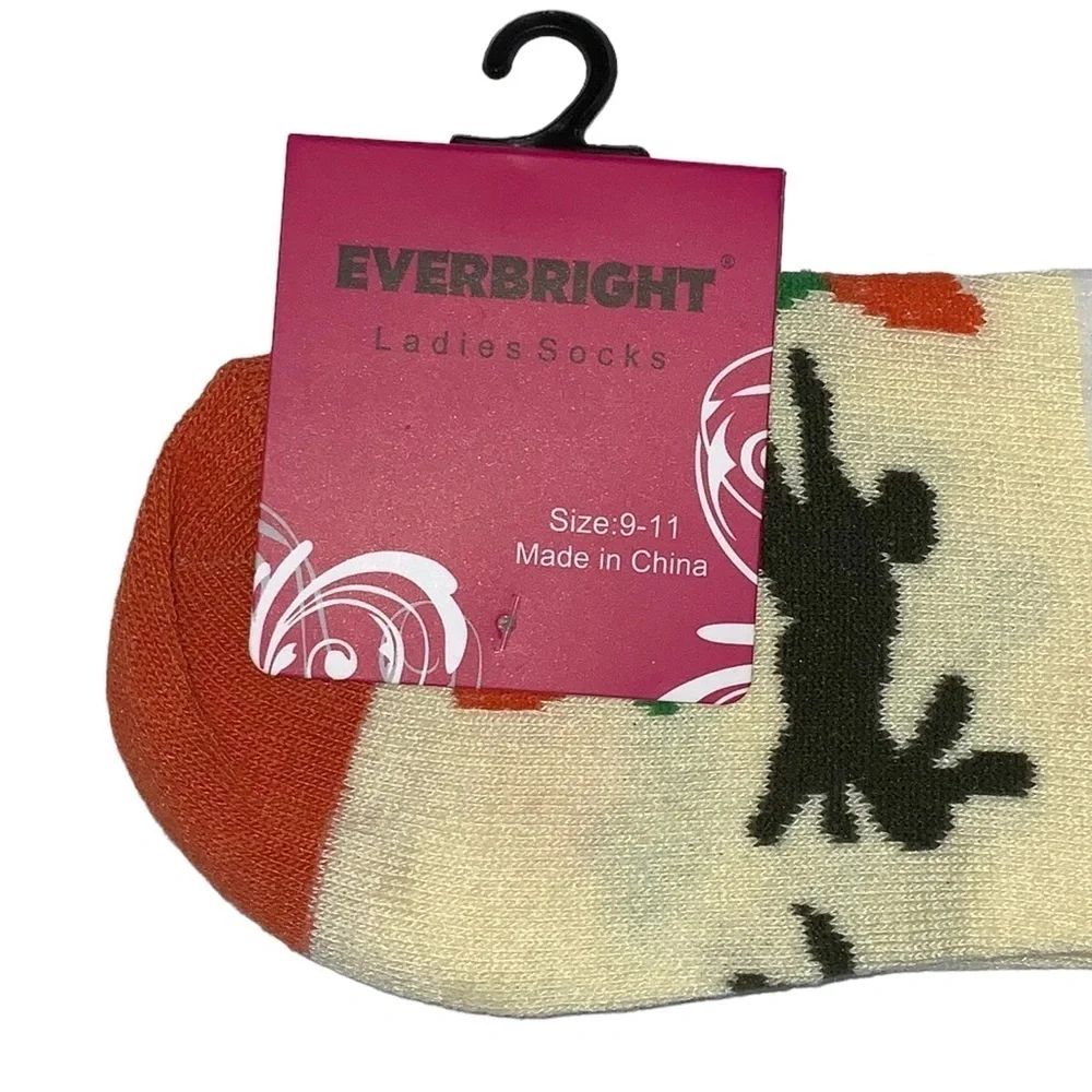 Everbright Easter Socks Women’s Bunny Crew Carrots Yellow 9-11 Yellow Multicolor